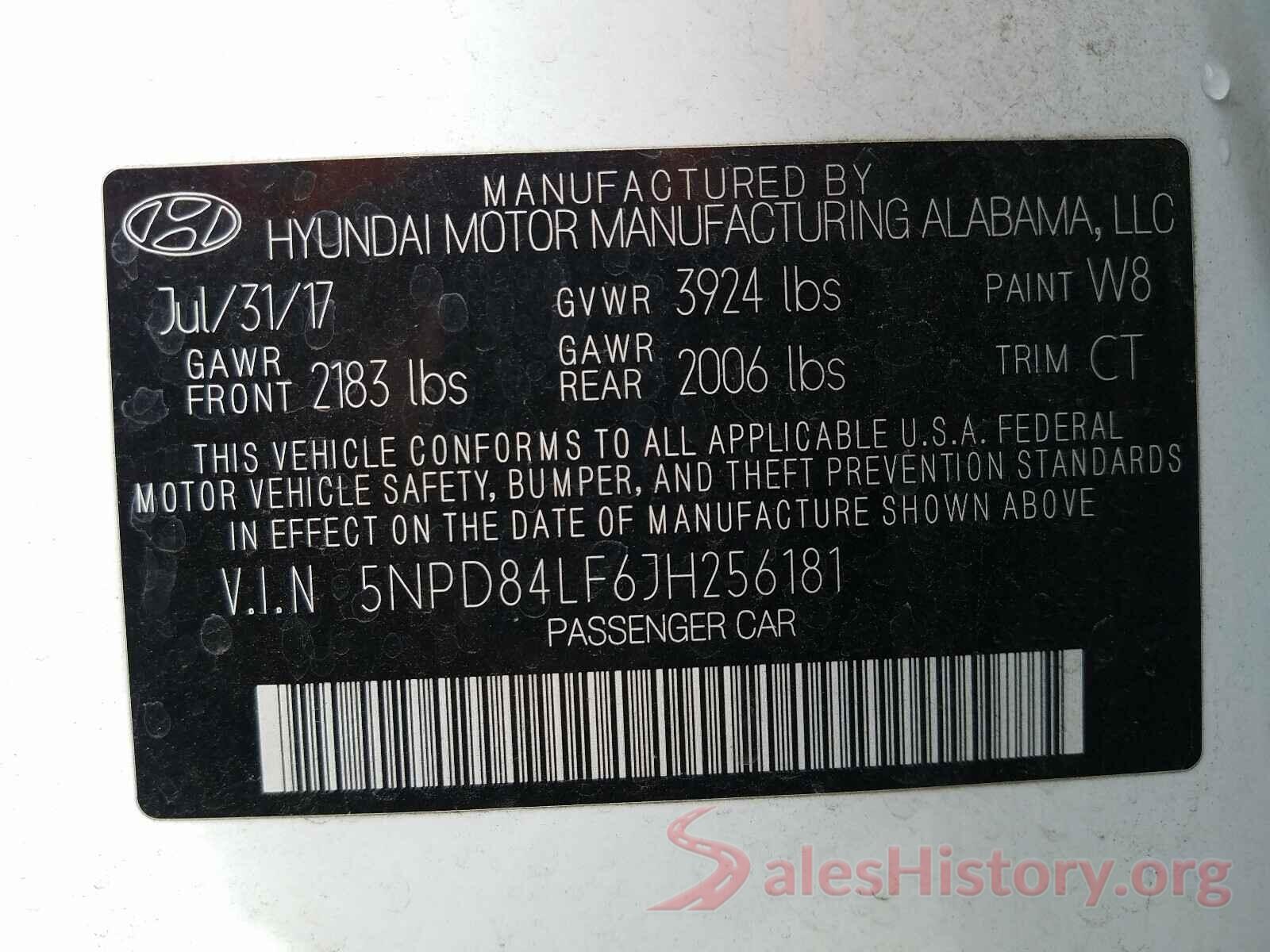 5NPD84LF6JH256181 2018 HYUNDAI ELANTRA