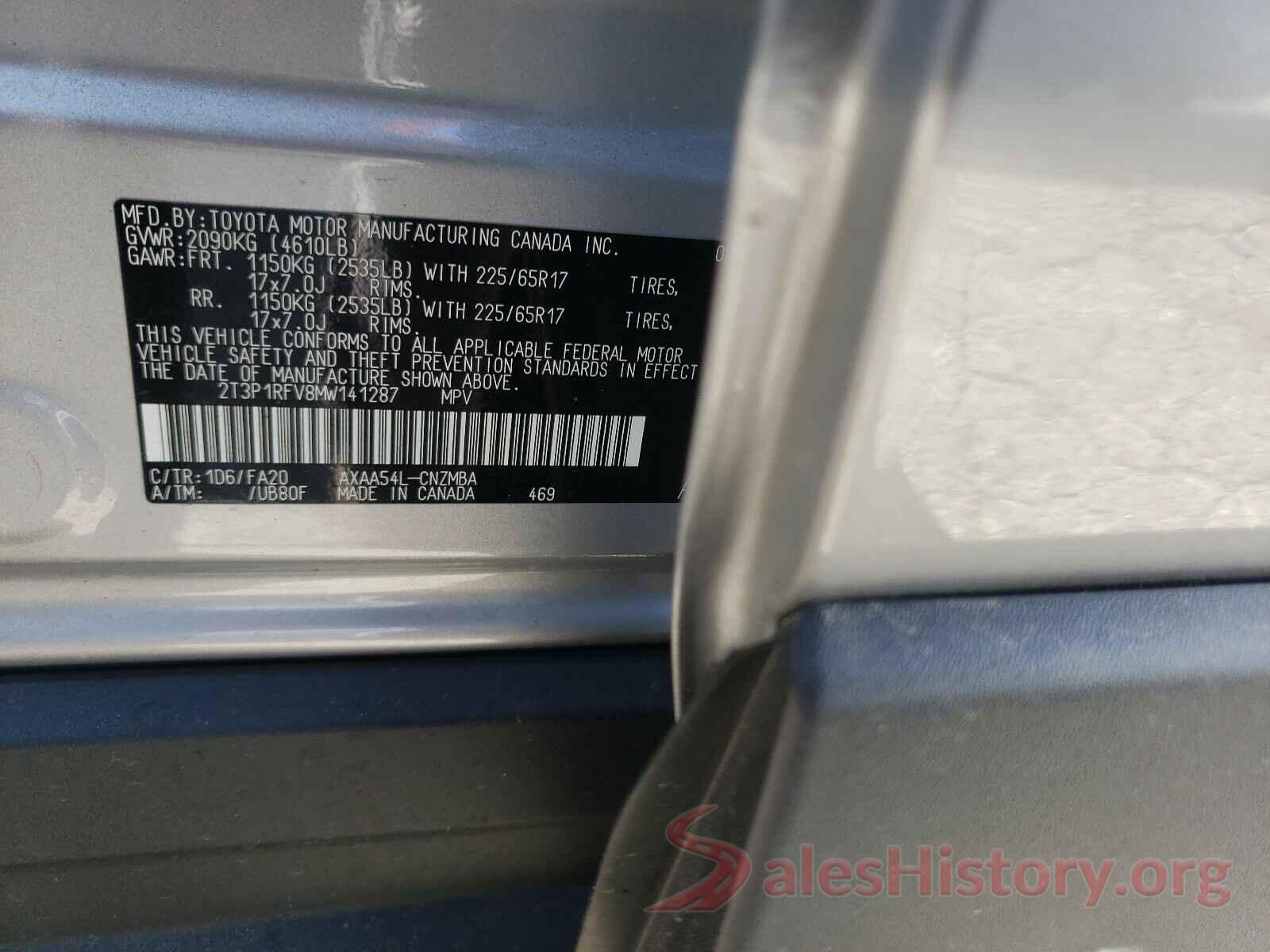 2T3P1RFV8MW141287 2021 TOYOTA RAV4