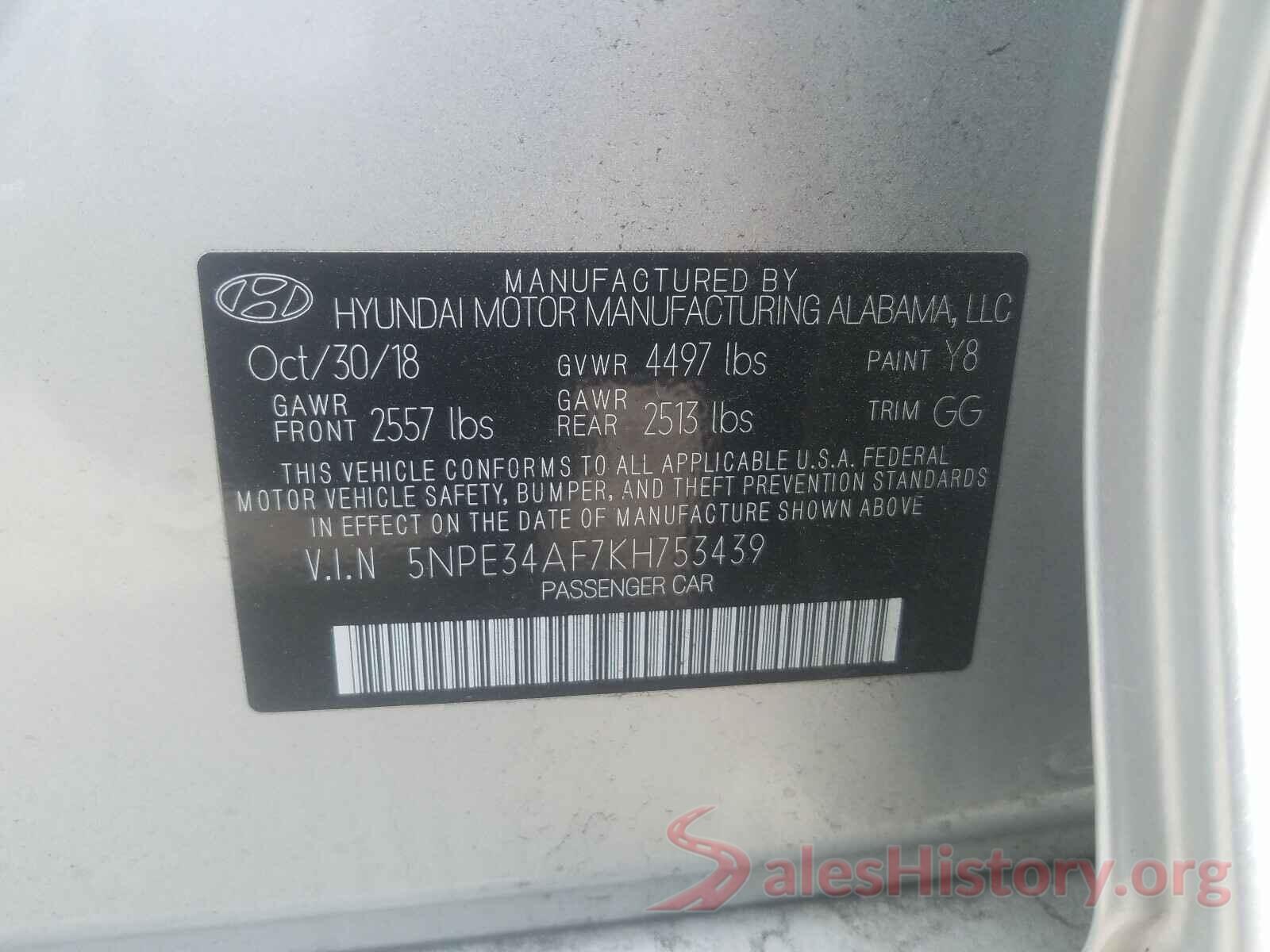 5NPE34AF7KH753439 2019 HYUNDAI SONATA