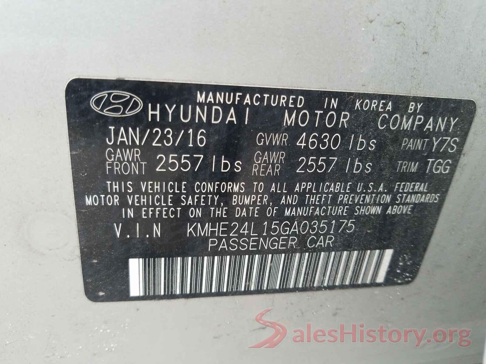 KMHE24L15GA035175 2016 HYUNDAI SONATA