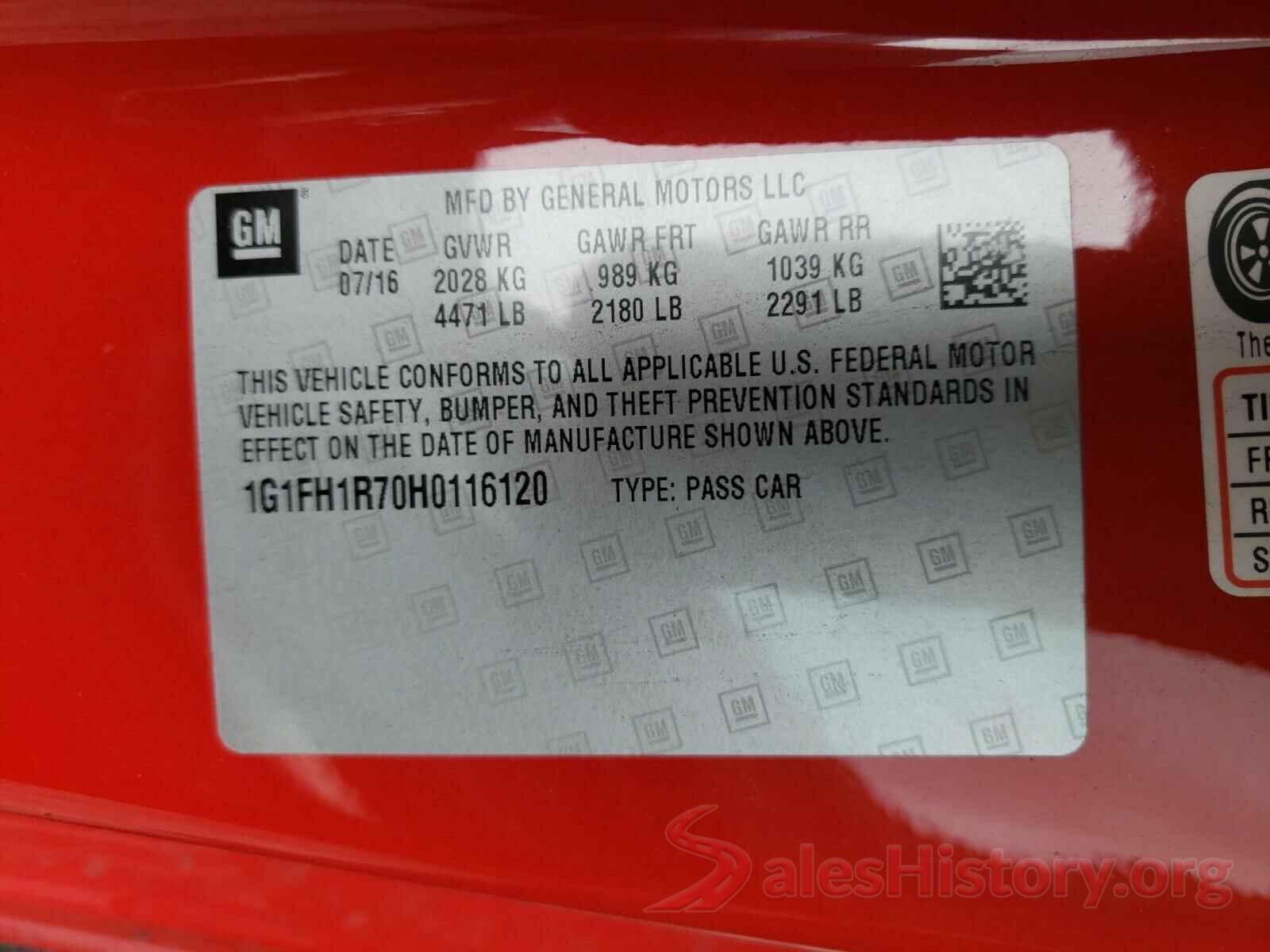 1G1FH1R70H0116120 2017 CHEVROLET CAMARO