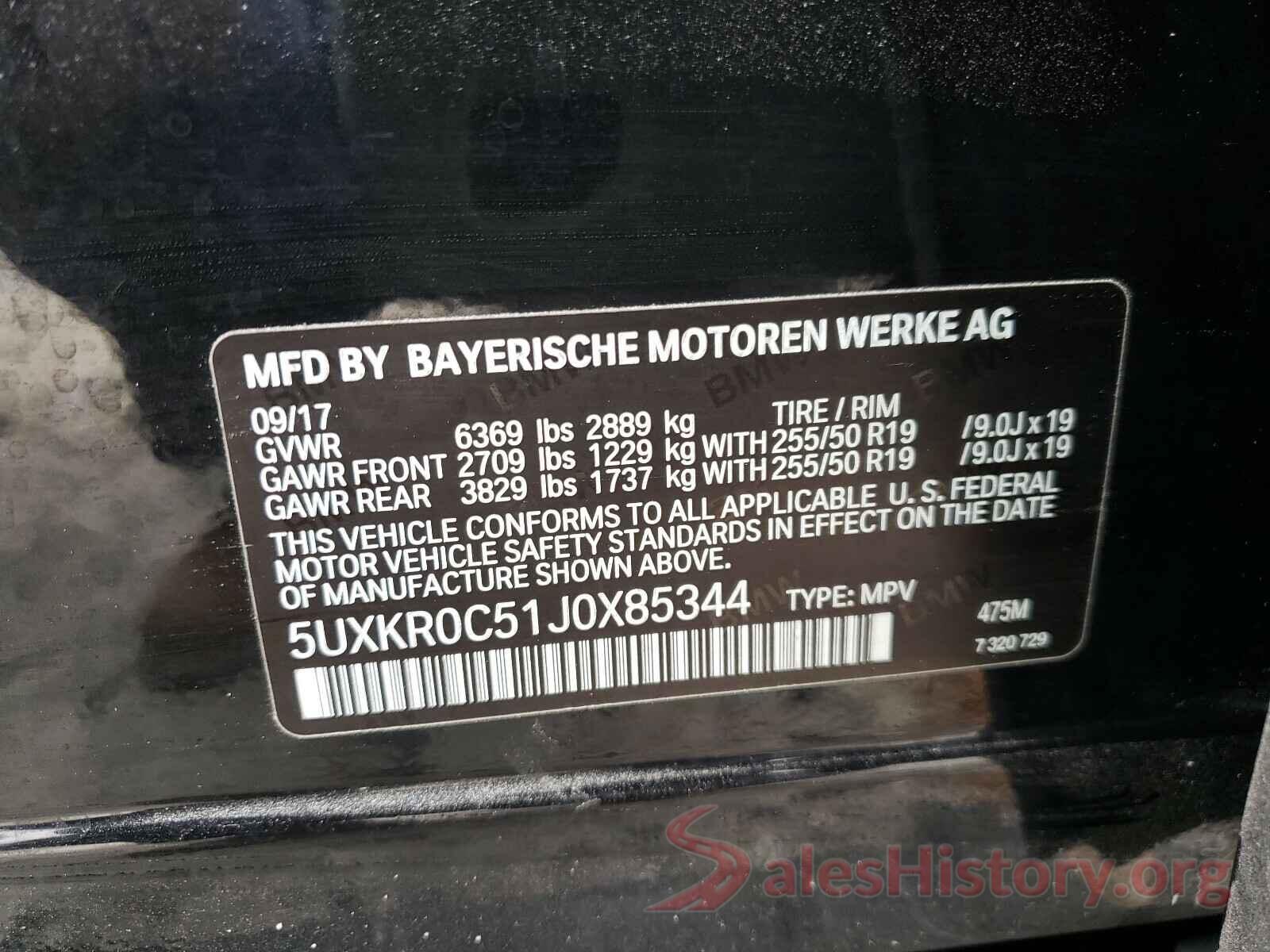 5UXKR0C51J0X85344 2018 BMW X5