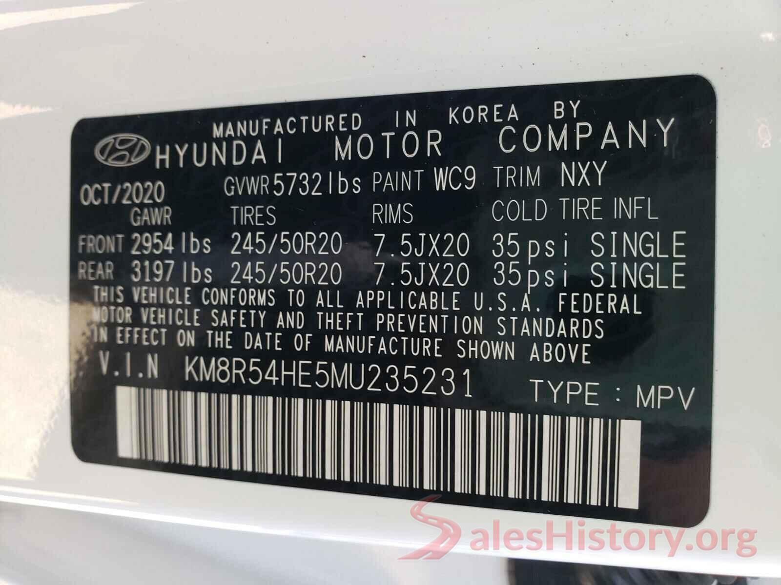 KM8R54HE5MU235231 2021 HYUNDAI PALISADE