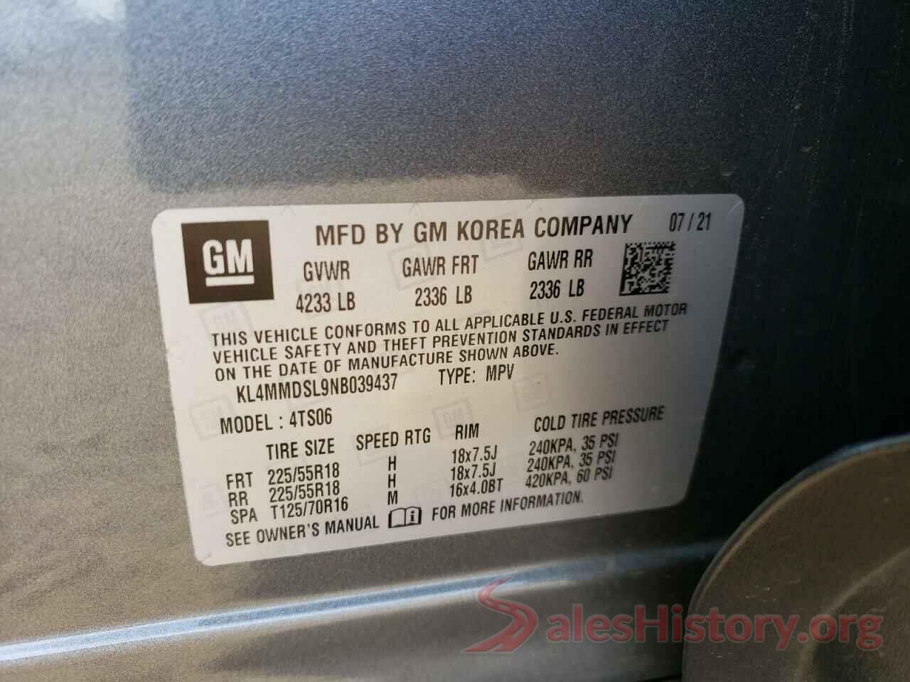 KL4MMDSL9NB039437 2022 BUICK ENCORE