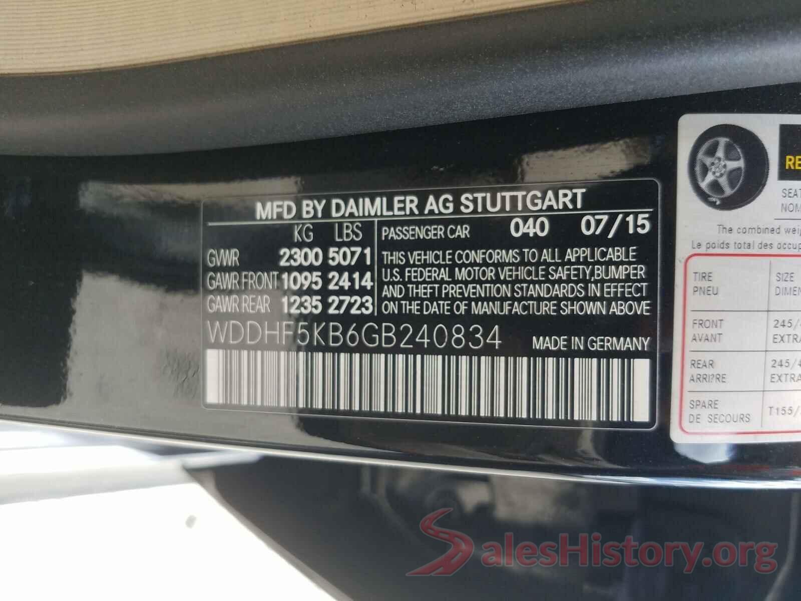 WDDHF5KB6GB240834 2016 MERCEDES-BENZ E CLASS