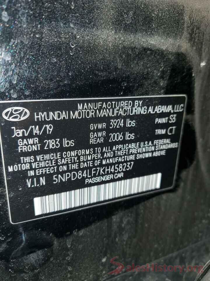 5NPD84LF7KH458237 2019 HYUNDAI ELANTRA