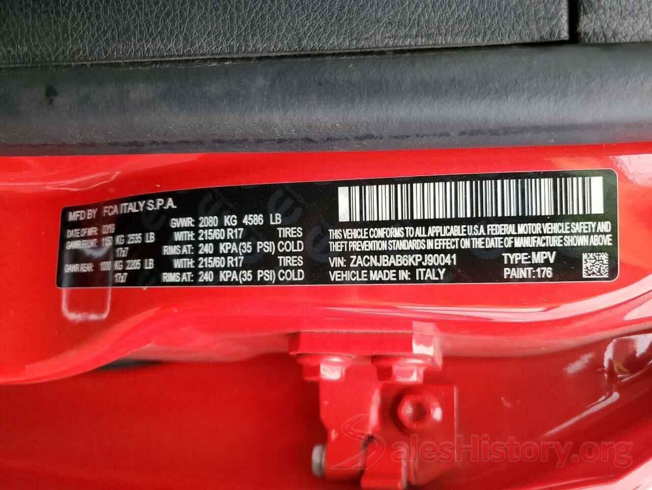 ZACNJBAB6KPJ90041 2019 JEEP RENEGADE