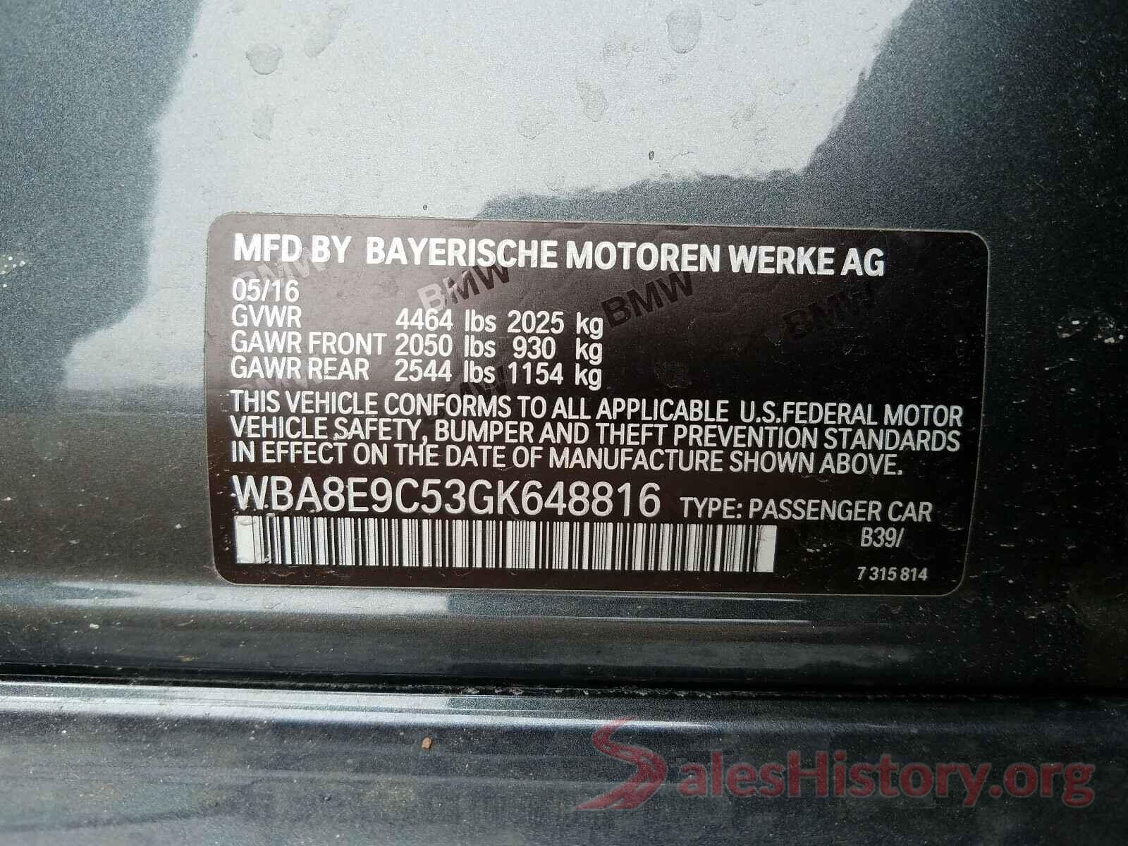 WBA8E9C53GK648816 2016 BMW 3 SERIES