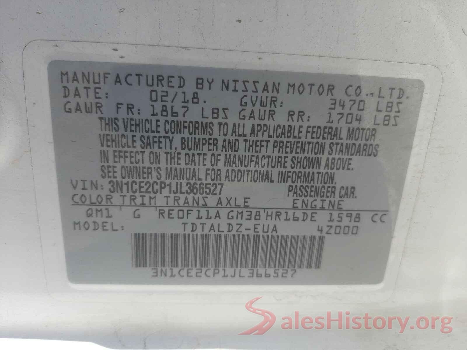 3N1CE2CP1JL366527 2018 NISSAN VERSA