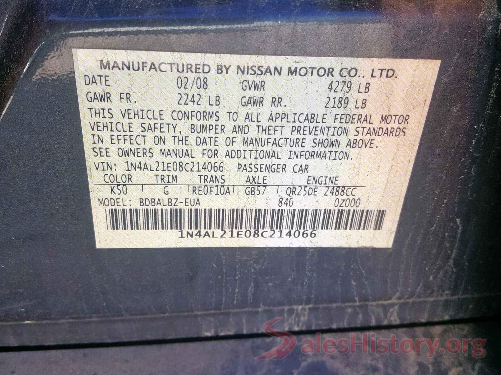 1N4AL21E08C214066 2008 NISSAN ALTIMA