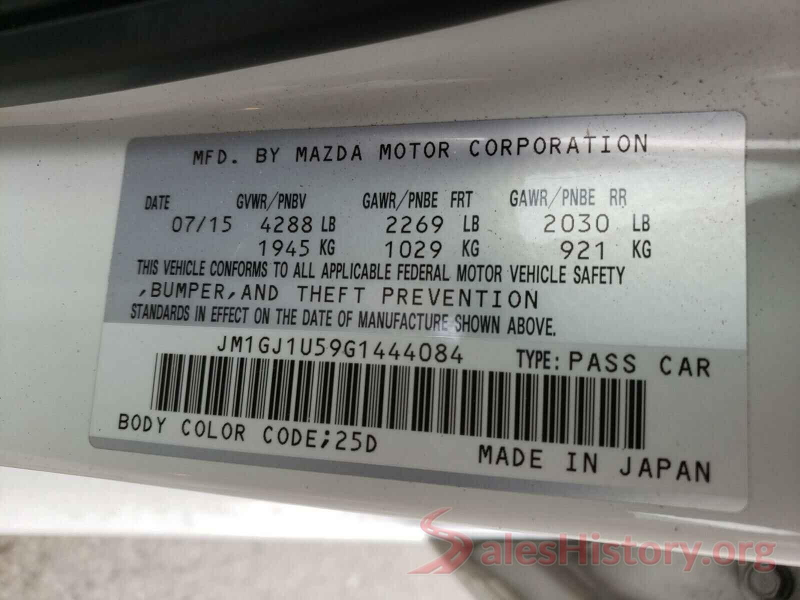 JM1GJ1U59G1444084 2016 MAZDA 6