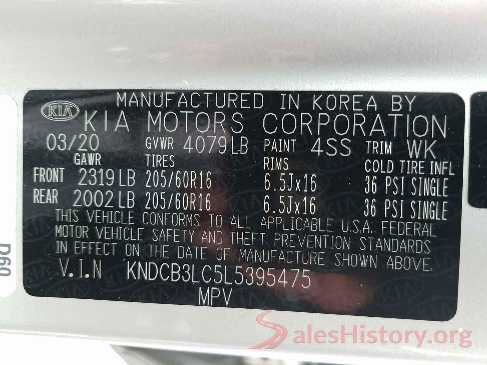 KNDCB3LC5L5395475 2020 KIA NIRO