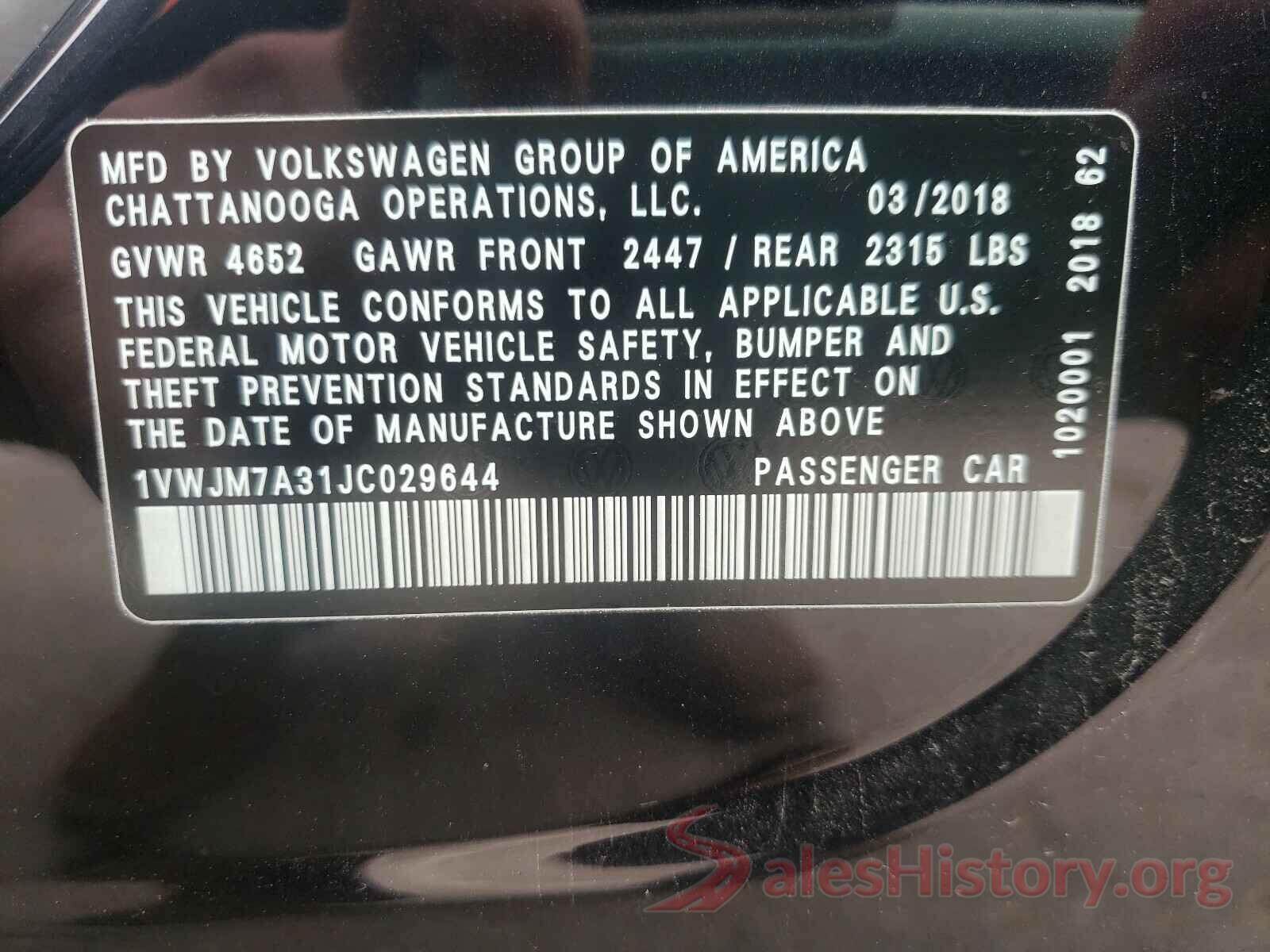 1VWJM7A31JC029644 2018 VOLKSWAGEN JETTA