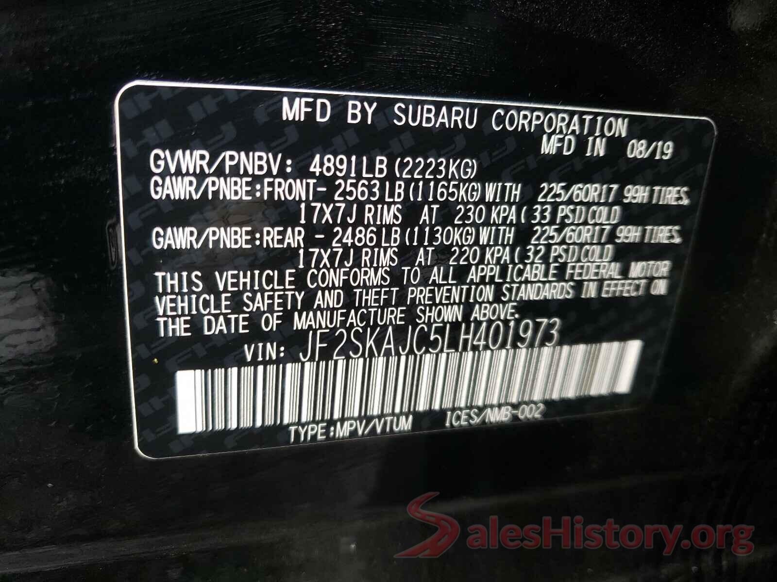 JF2SKAJC5LH401973 2020 SUBARU FORESTER