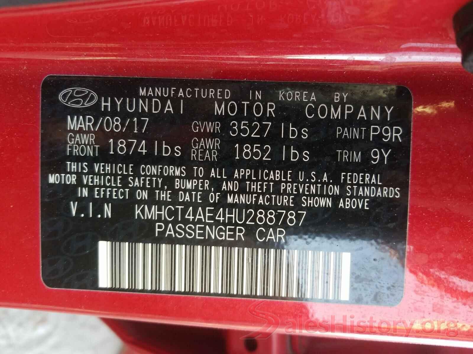 KMHCT4AE4HU288787 2017 HYUNDAI ACCENT