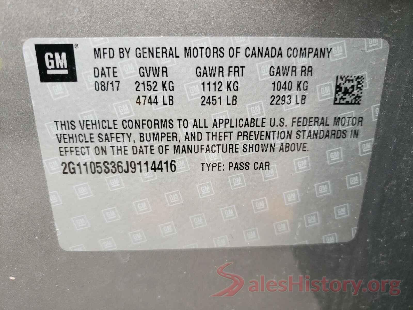 2G1105S36J9114416 2018 CHEVROLET IMPALA