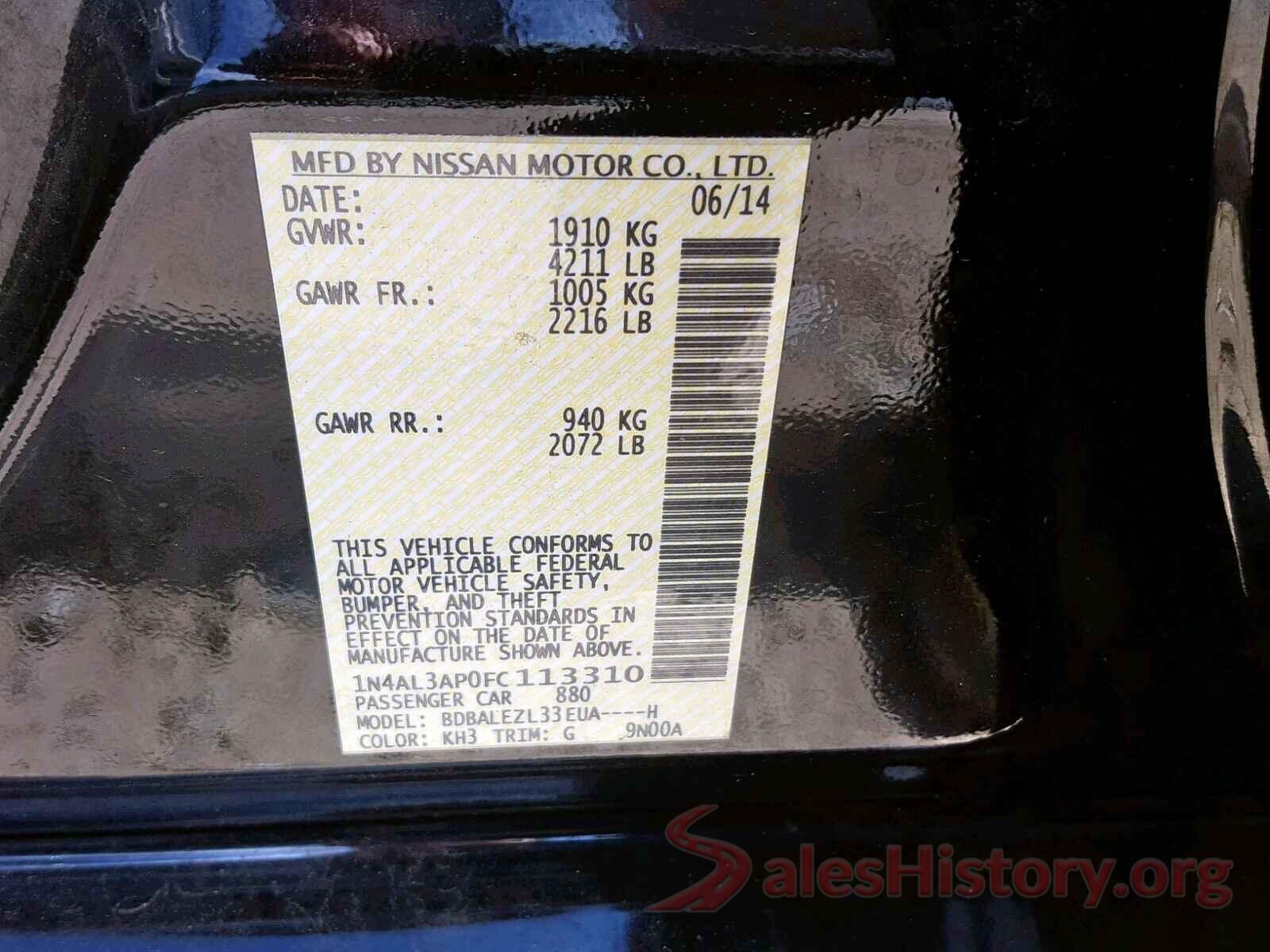 1N4AL3AP0FC113310 2015 NISSAN ALTIMA