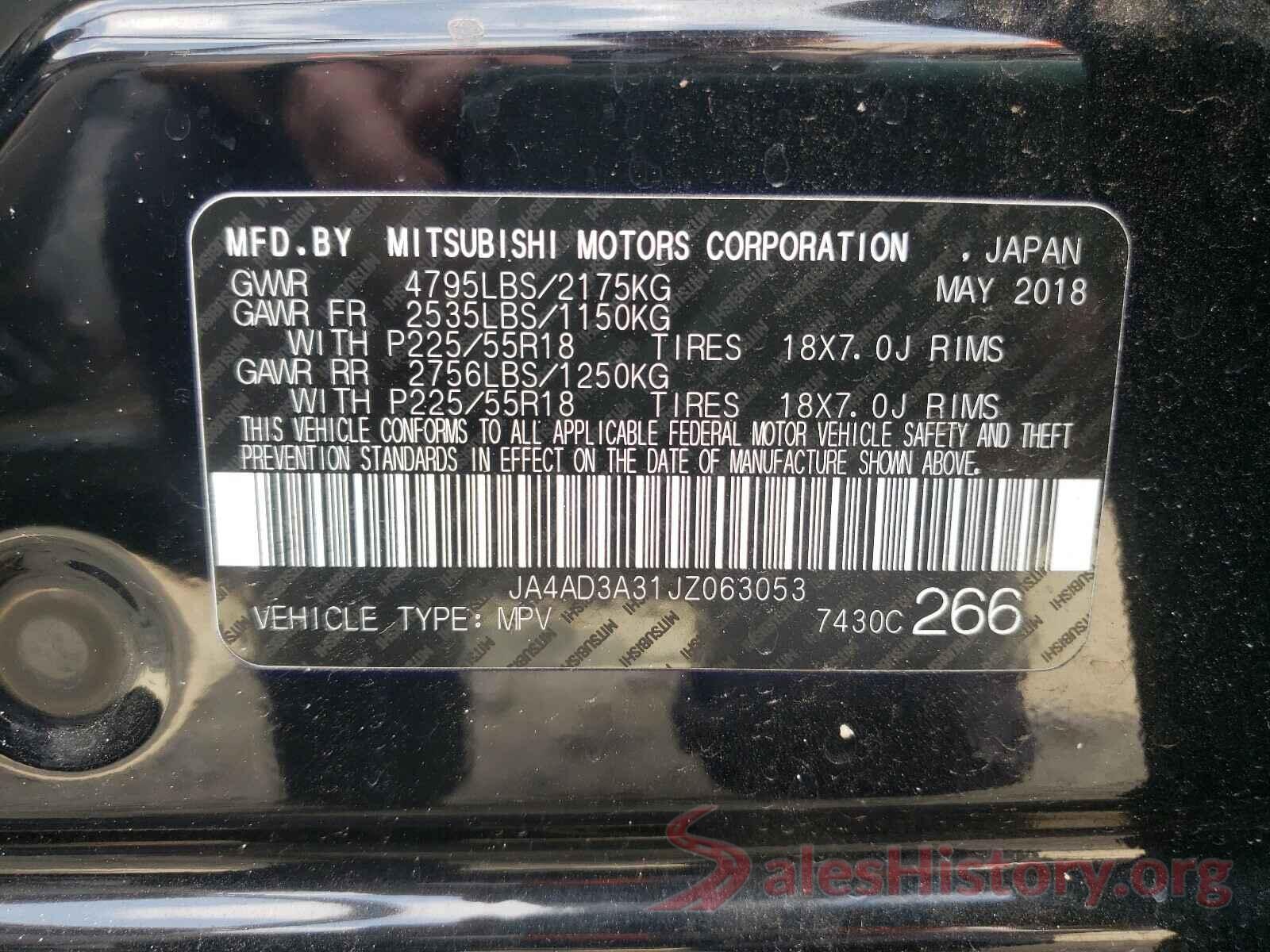 JA4AD3A31JZ063053 2018 MITSUBISHI OUTLANDER