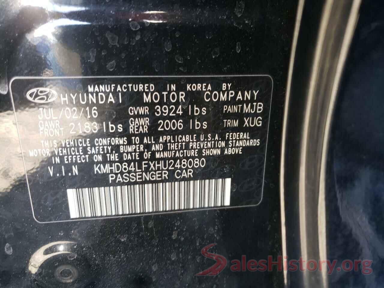 KMHD84LFXHU248080 2017 HYUNDAI ELANTRA