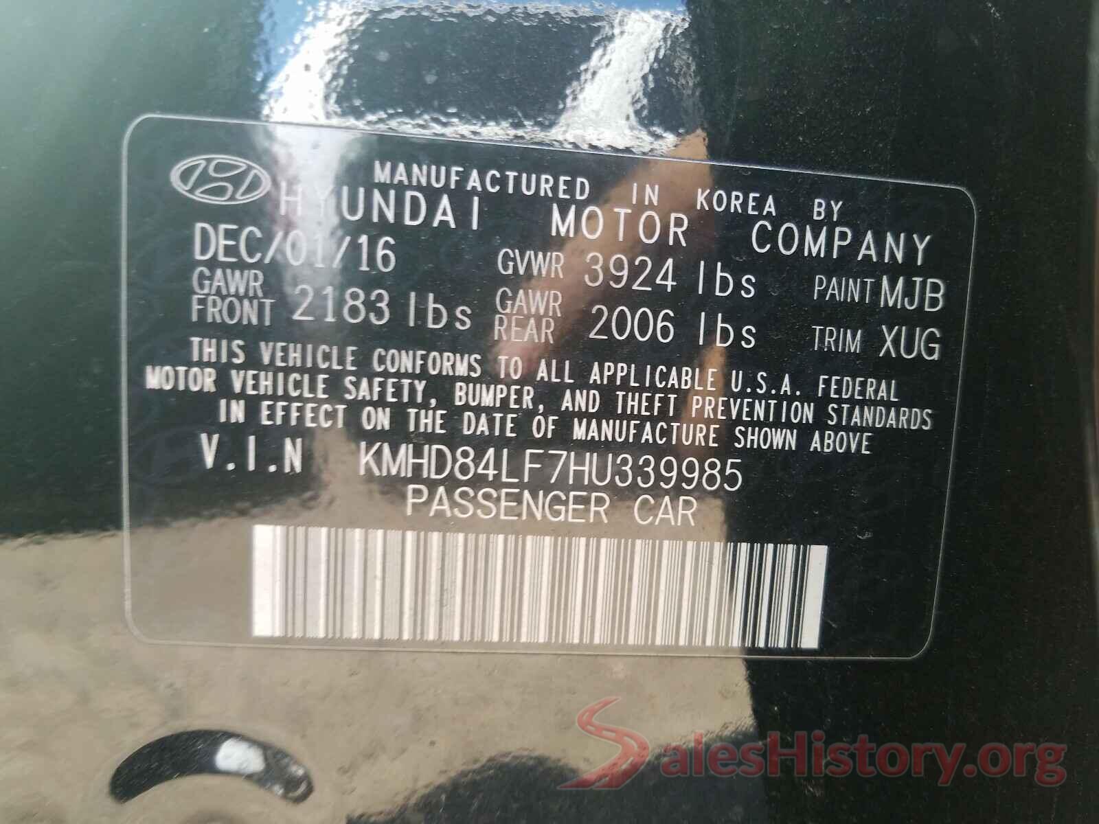 KMHD84LF7HU339985 2017 HYUNDAI ELANTRA