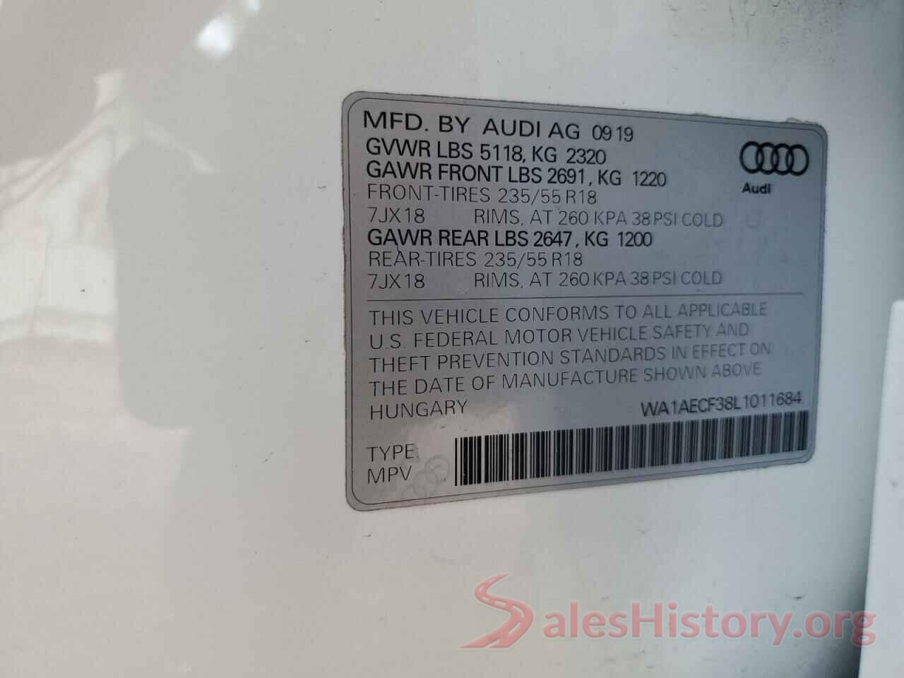 WA1AECF38L1011684 2020 AUDI Q3