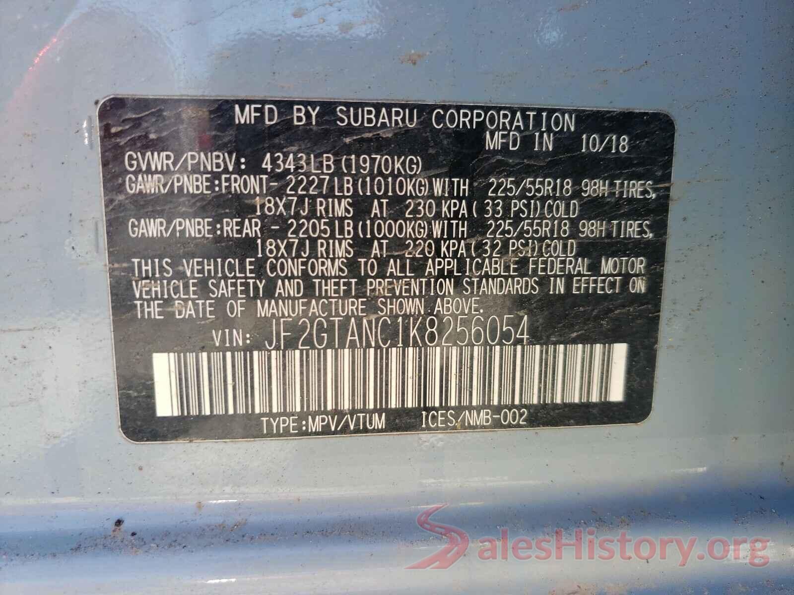 JF2GTANC1K8256054 2019 SUBARU CROSSTREK