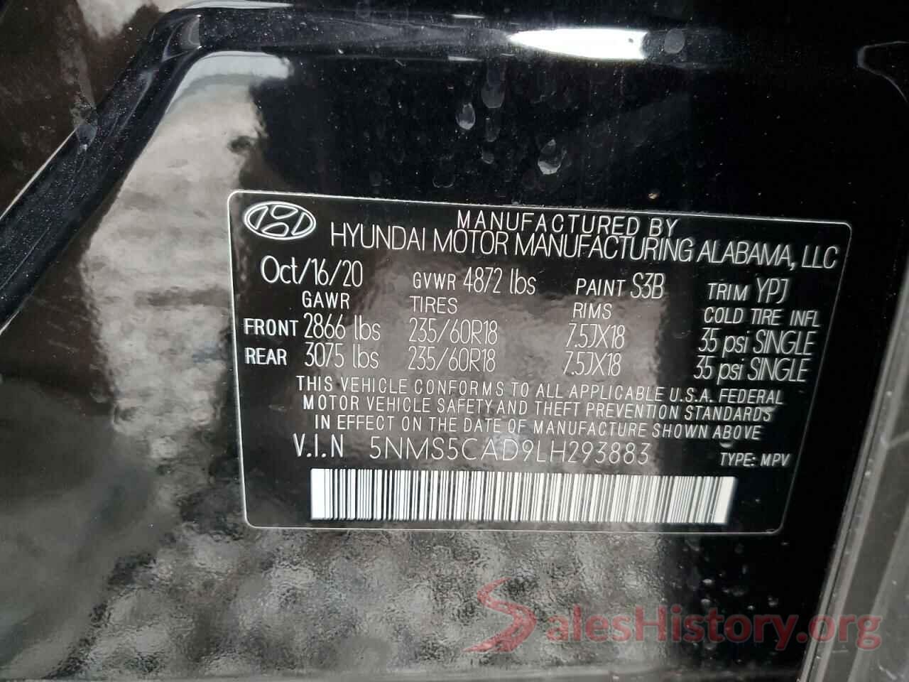 5NMS5CAD9LH293883 2020 HYUNDAI SANTA FE