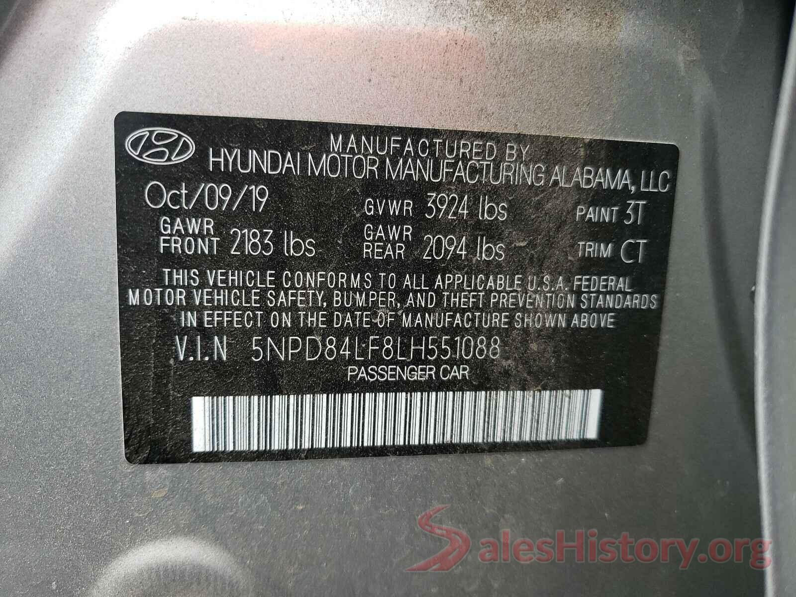 5NPD84LF8LH551088 2020 HYUNDAI ELANTRA