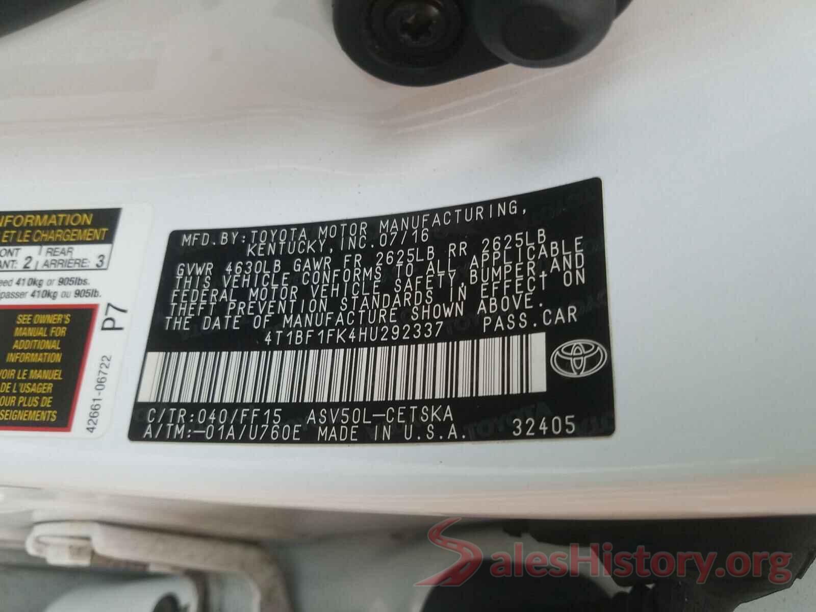 4T1BF1FK4HU292337 2017 TOYOTA CAMRY