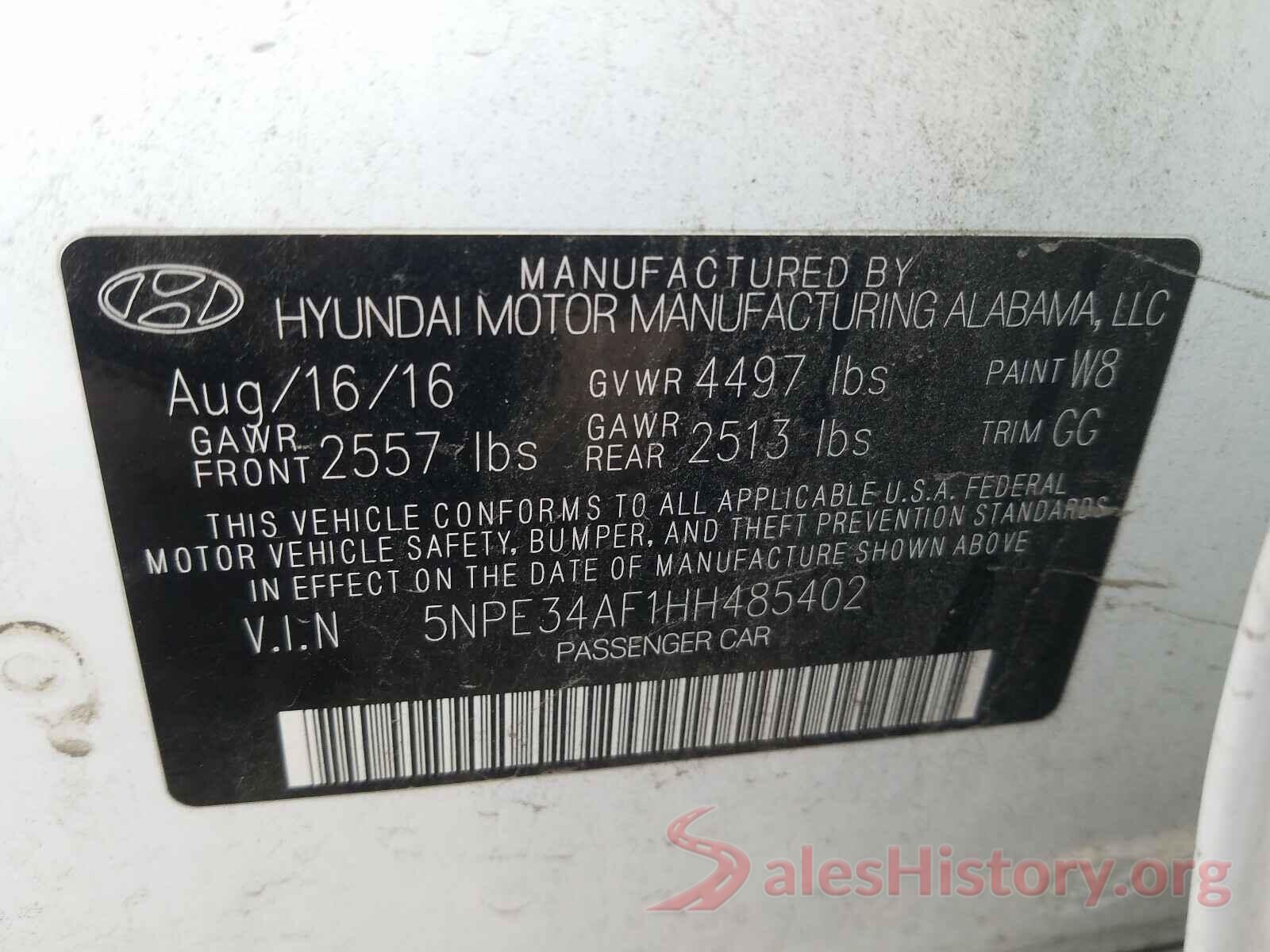 5NPE34AF1HH485402 2017 HYUNDAI SONATA