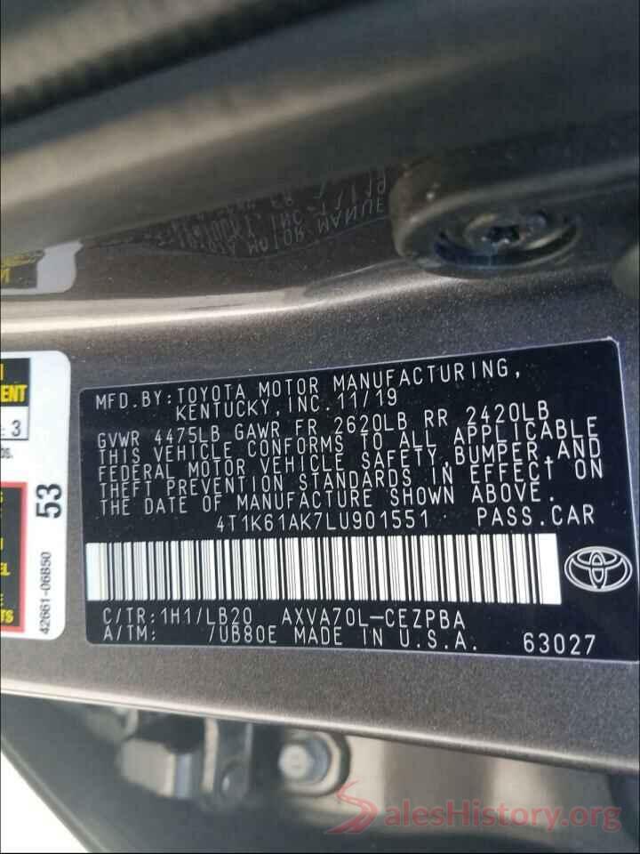 4T1K61AK7LU901551 2020 TOYOTA CAMRY