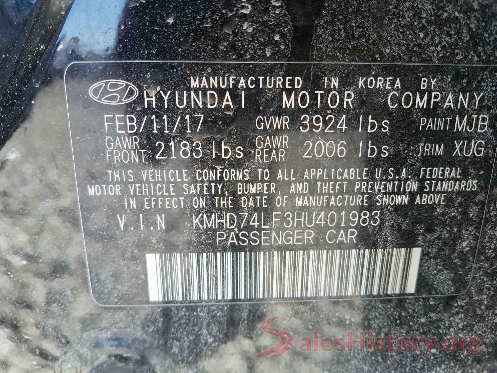 KMHD74LF3HU401983 2017 HYUNDAI ELANTRA