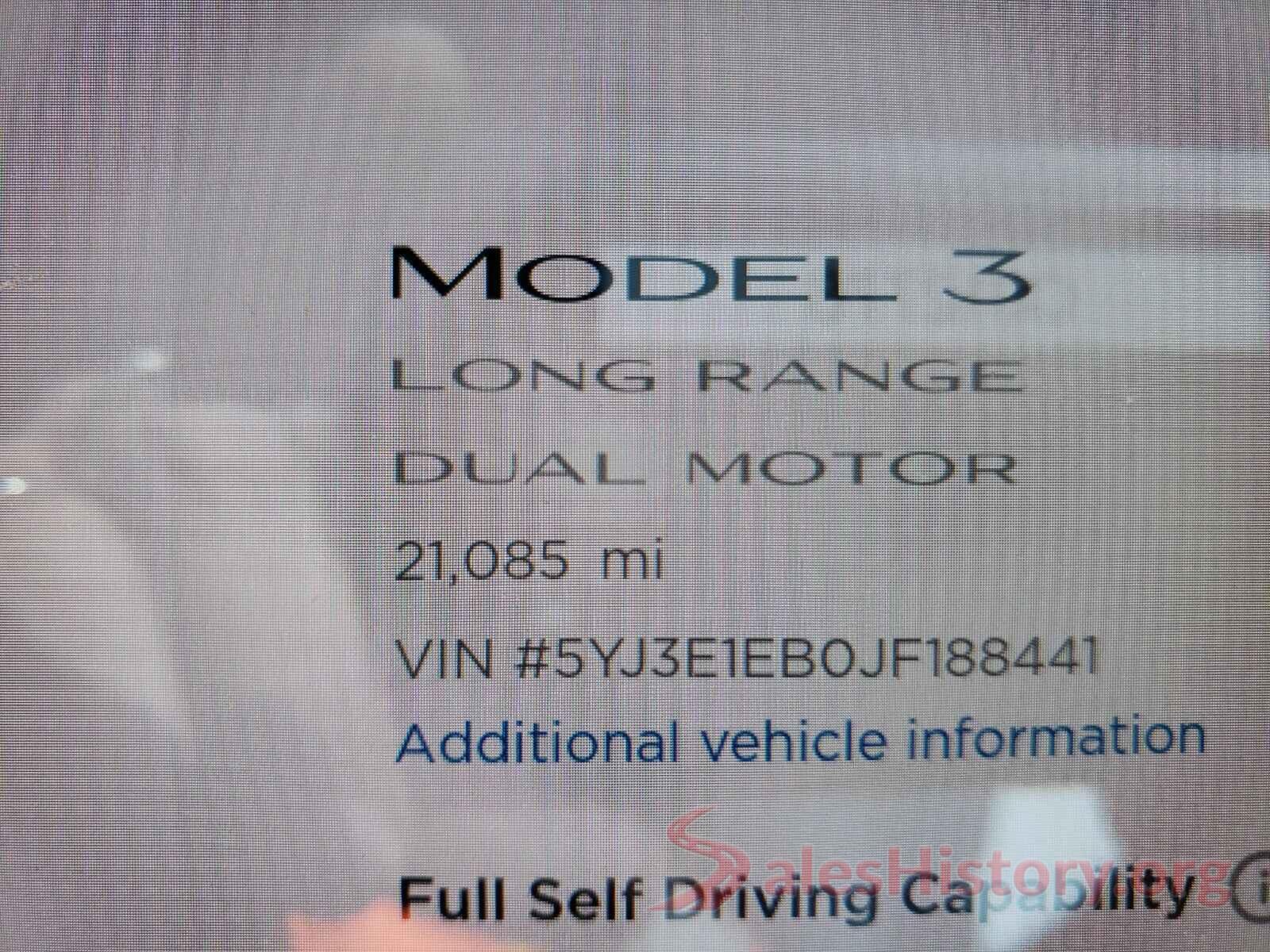 5YJ3E1EB0JF188441 2018 TESLA MODEL 3