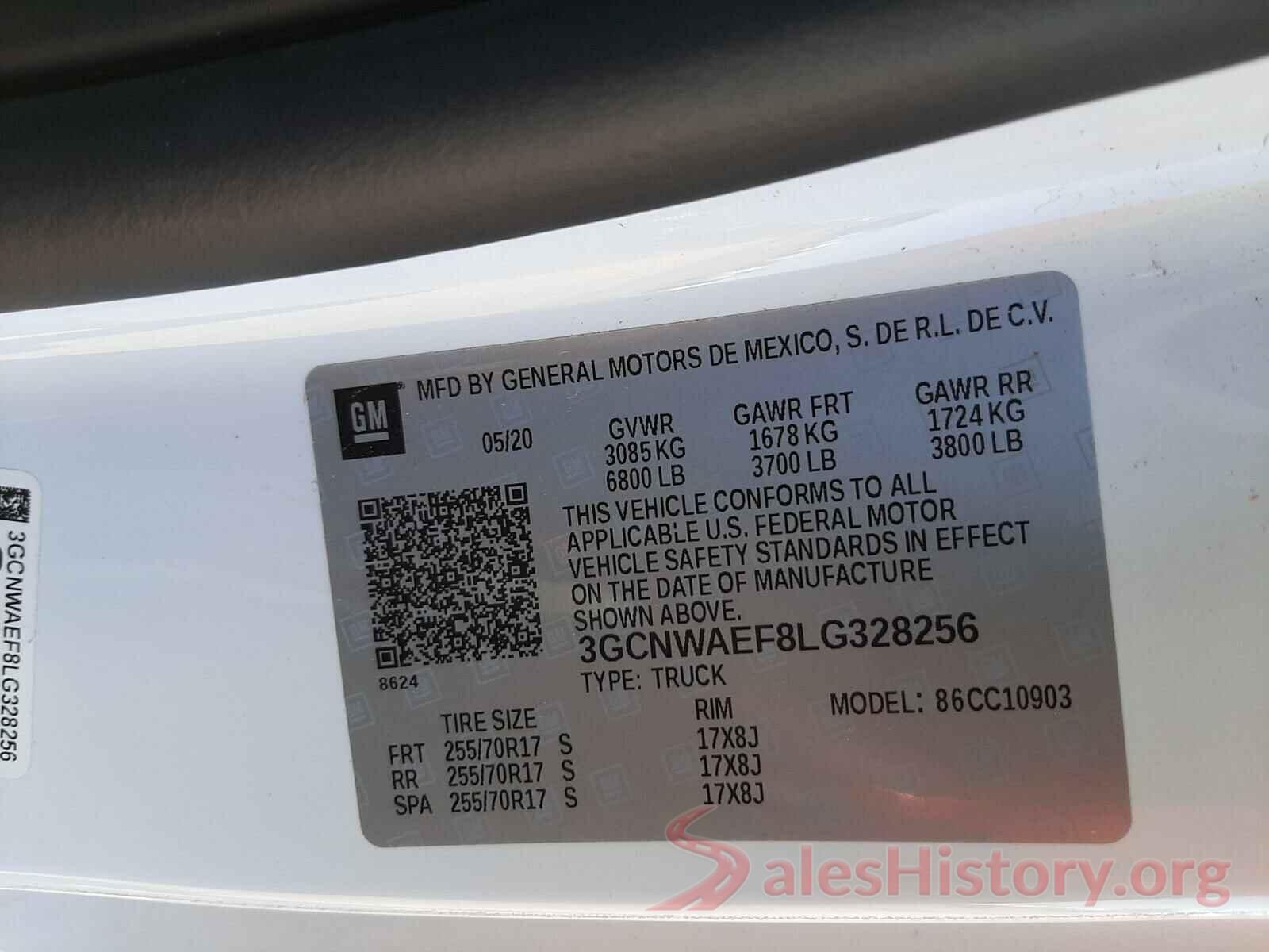 3GCNWAEF8LG328256 2020 CHEVROLET SILVERADO