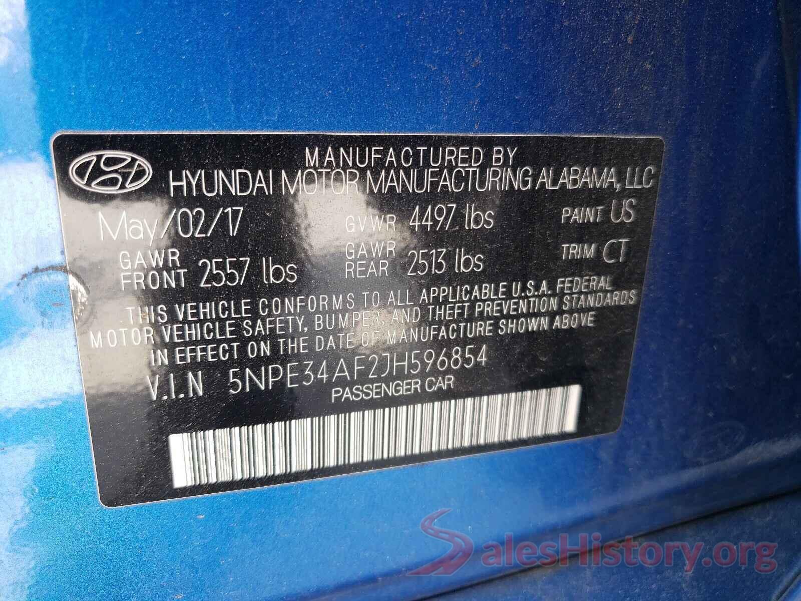 5NPE34AF2JH596854 2018 HYUNDAI SONATA