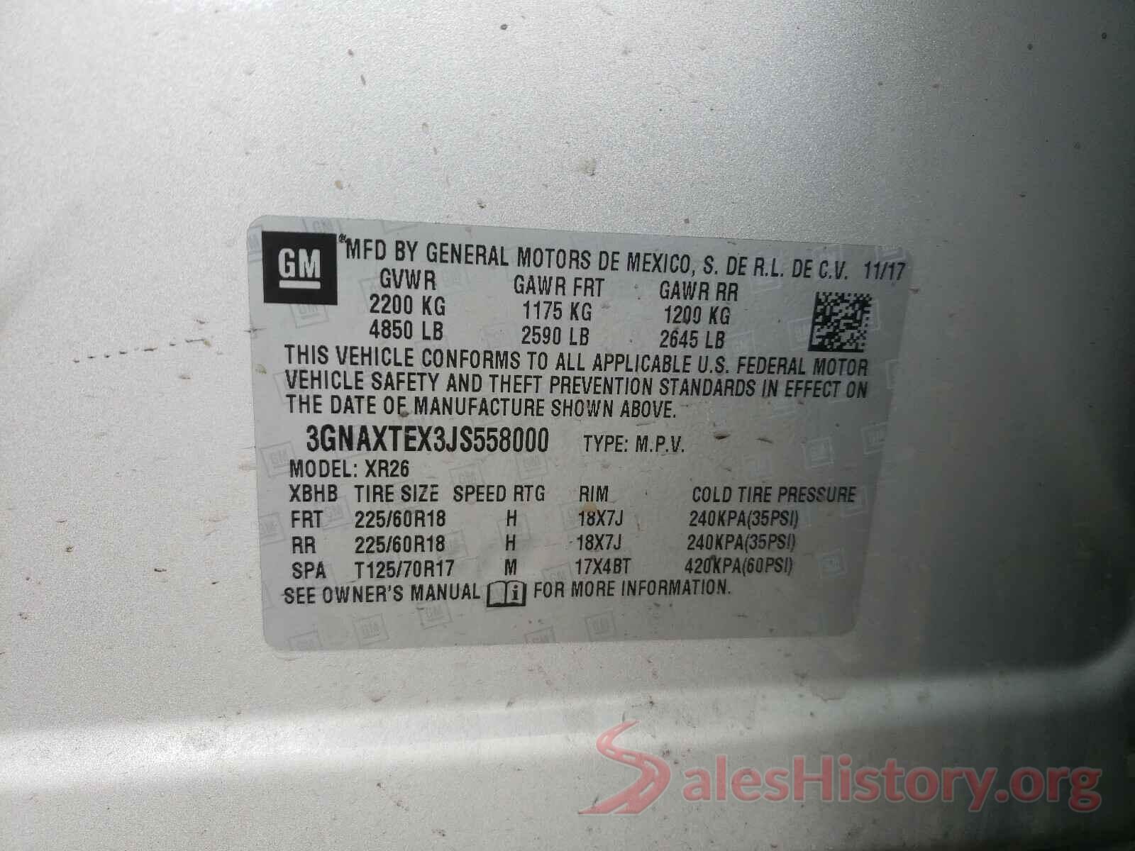 3GNAXTEX3JS558000 2018 CHEVROLET EQUINOX