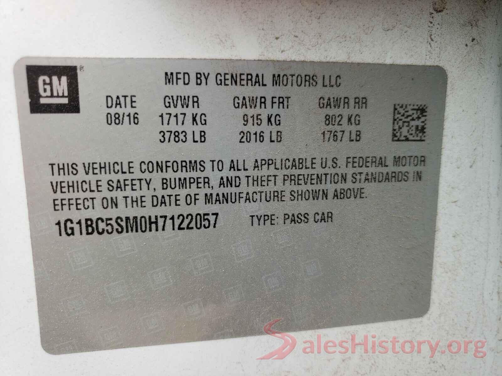 1G1BC5SM0H7122057 2017 CHEVROLET CRUZE