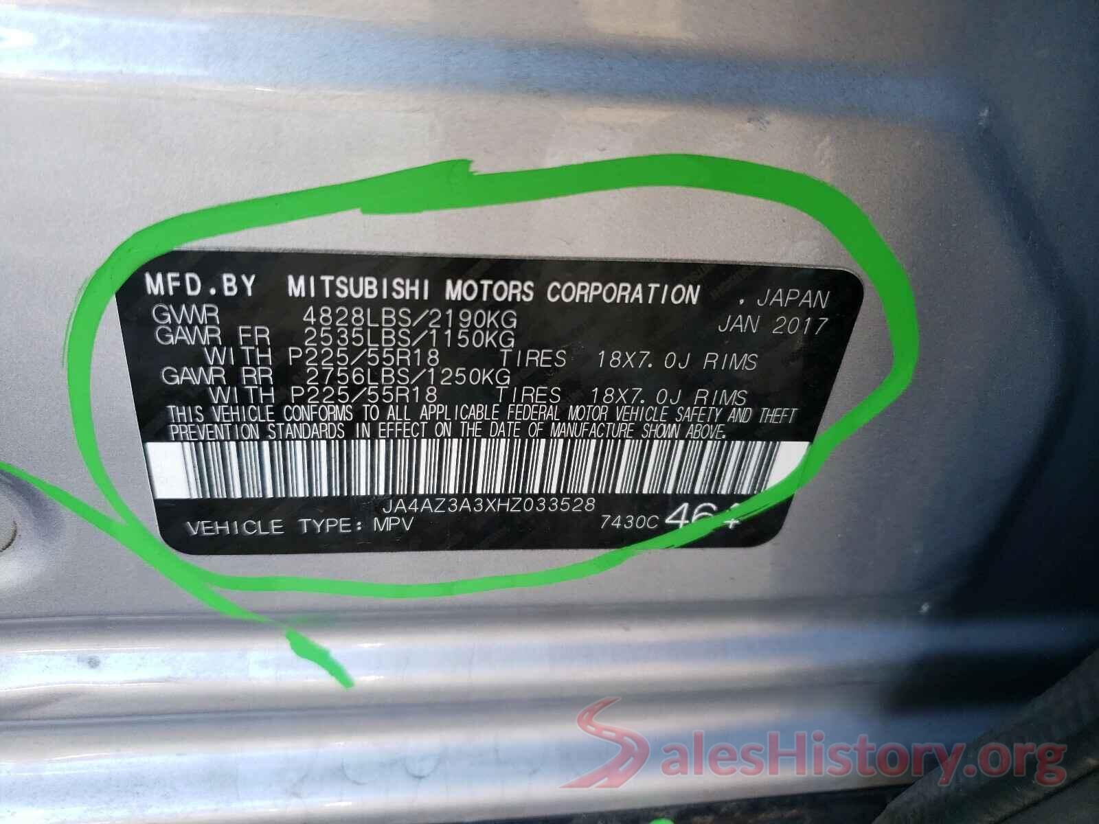 JA4AZ3A3XHZ033528 2017 MITSUBISHI OUTLANDER