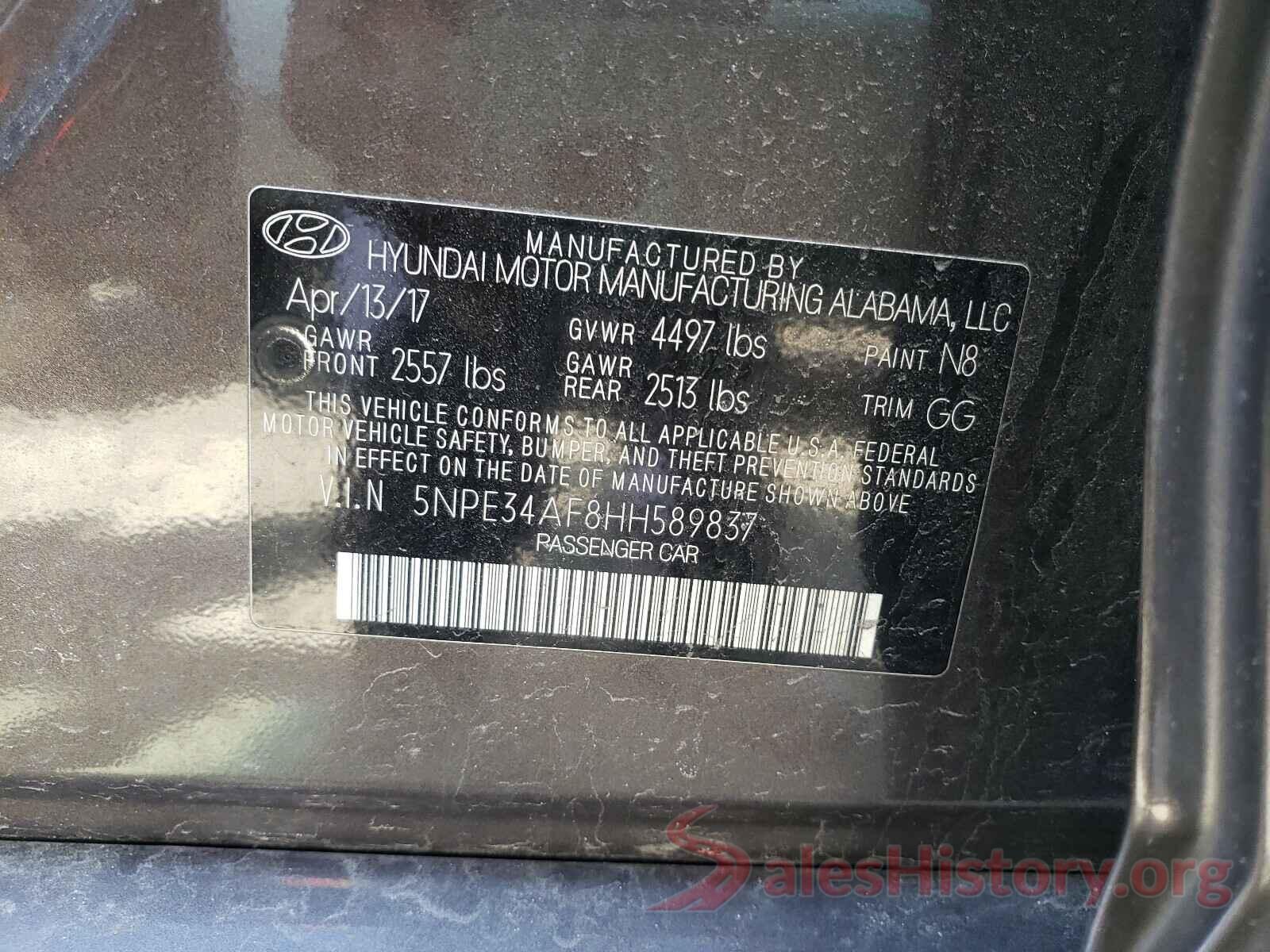 5NPE34AF8HH589837 2017 HYUNDAI SONATA