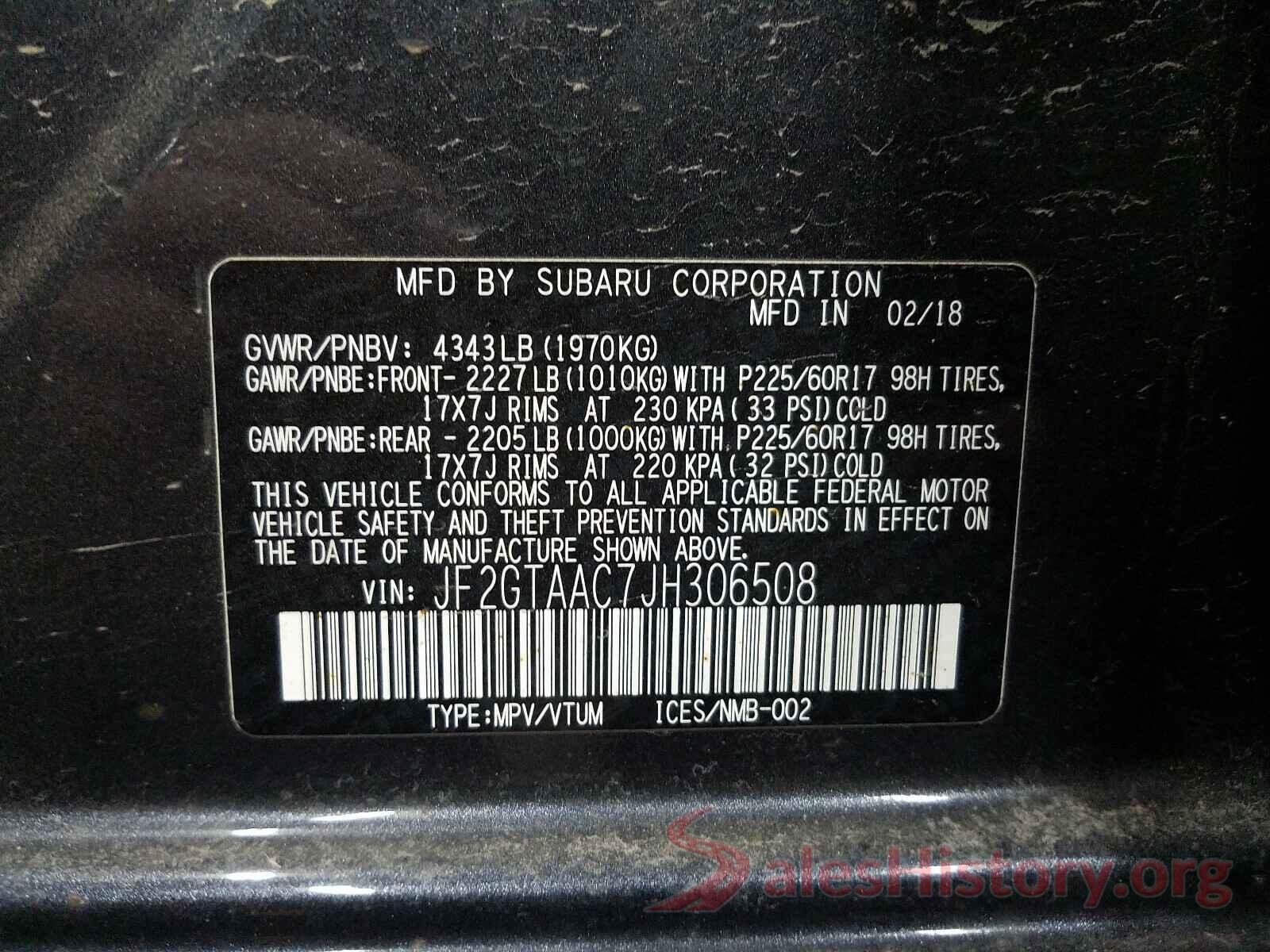 JF2GTAAC7JH306508 2018 SUBARU CROSSTREK