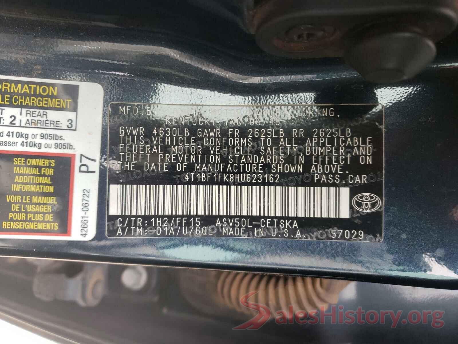 4T1BF1FK8HU623162 2017 TOYOTA CAMRY