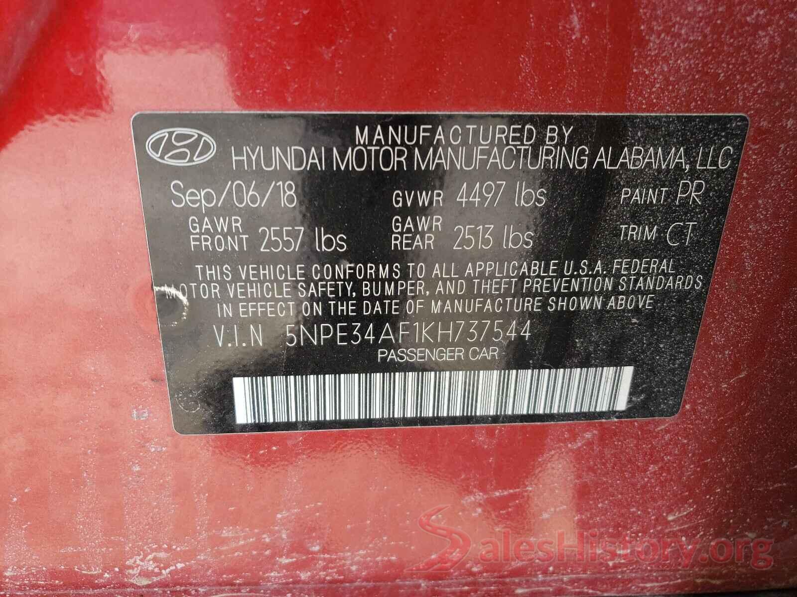 5NPE34AF1KH737544 2019 HYUNDAI SONATA