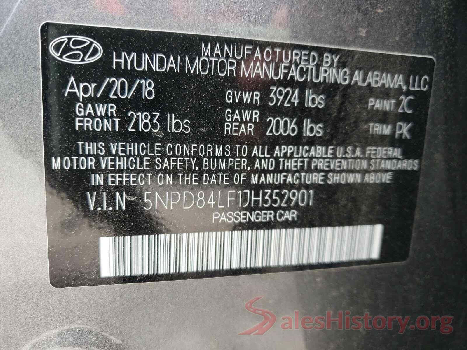 5NPD84LF1JH352901 2018 HYUNDAI ELANTRA