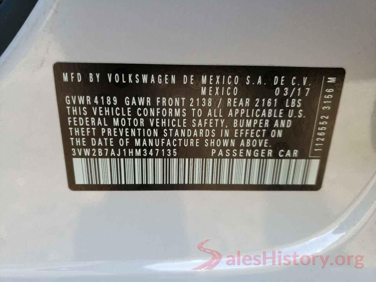 3VW2B7AJ1HM347135 2017 VOLKSWAGEN JETTA