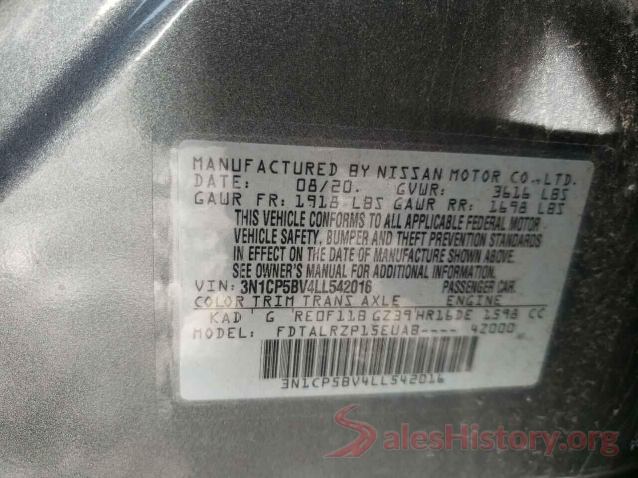 3N1CP5BV4LL542016 2020 NISSAN KICKS