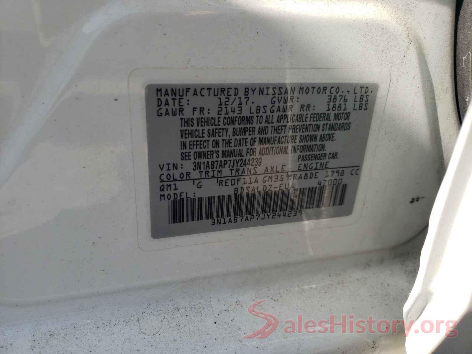 3N1AB7AP7JY244239 2018 NISSAN SENTRA