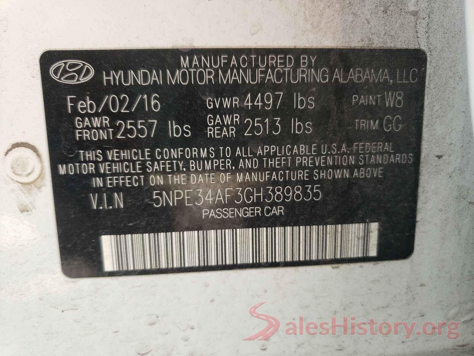 5NPE34AF3GH389835 2016 HYUNDAI SONATA