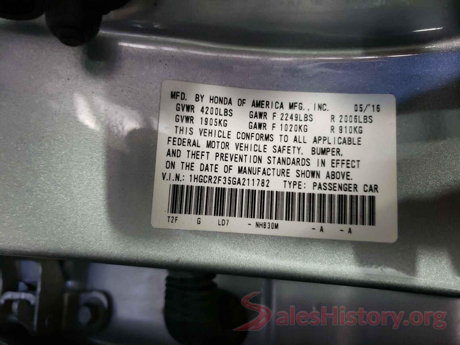 1HGCR2F35GA211782 2016 HONDA ACCORD