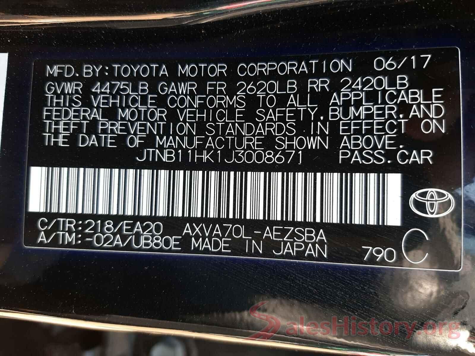 JTNB11HK1J3008671 2018 TOYOTA CAMRY