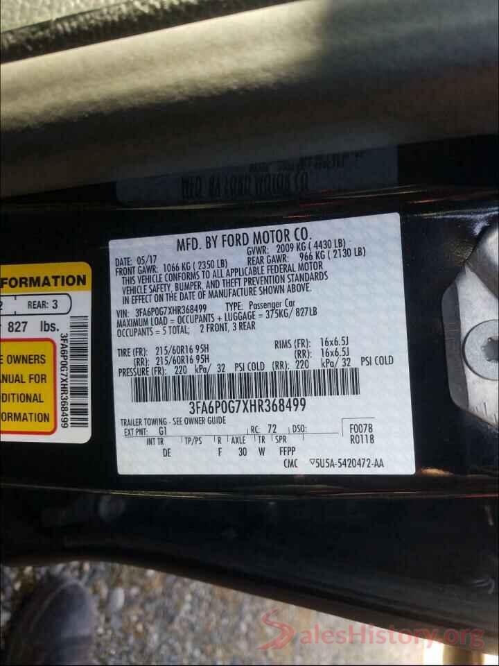 3FA6P0G7XHR368499 2017 FORD FUSION